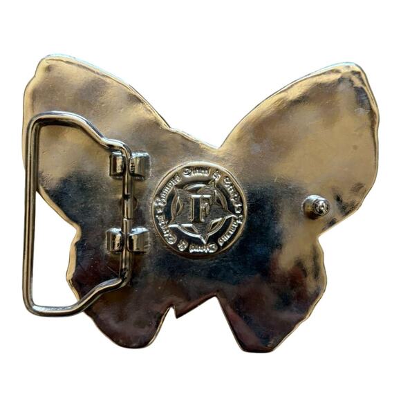 vintage y2k 2000s Famous Stars and Straps butterfly rhinestone belt buckle emo main image 4